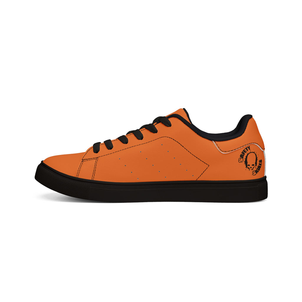 Orange Winged Skull Low-Top Sneakers — Men’s Leather Casual Shoes