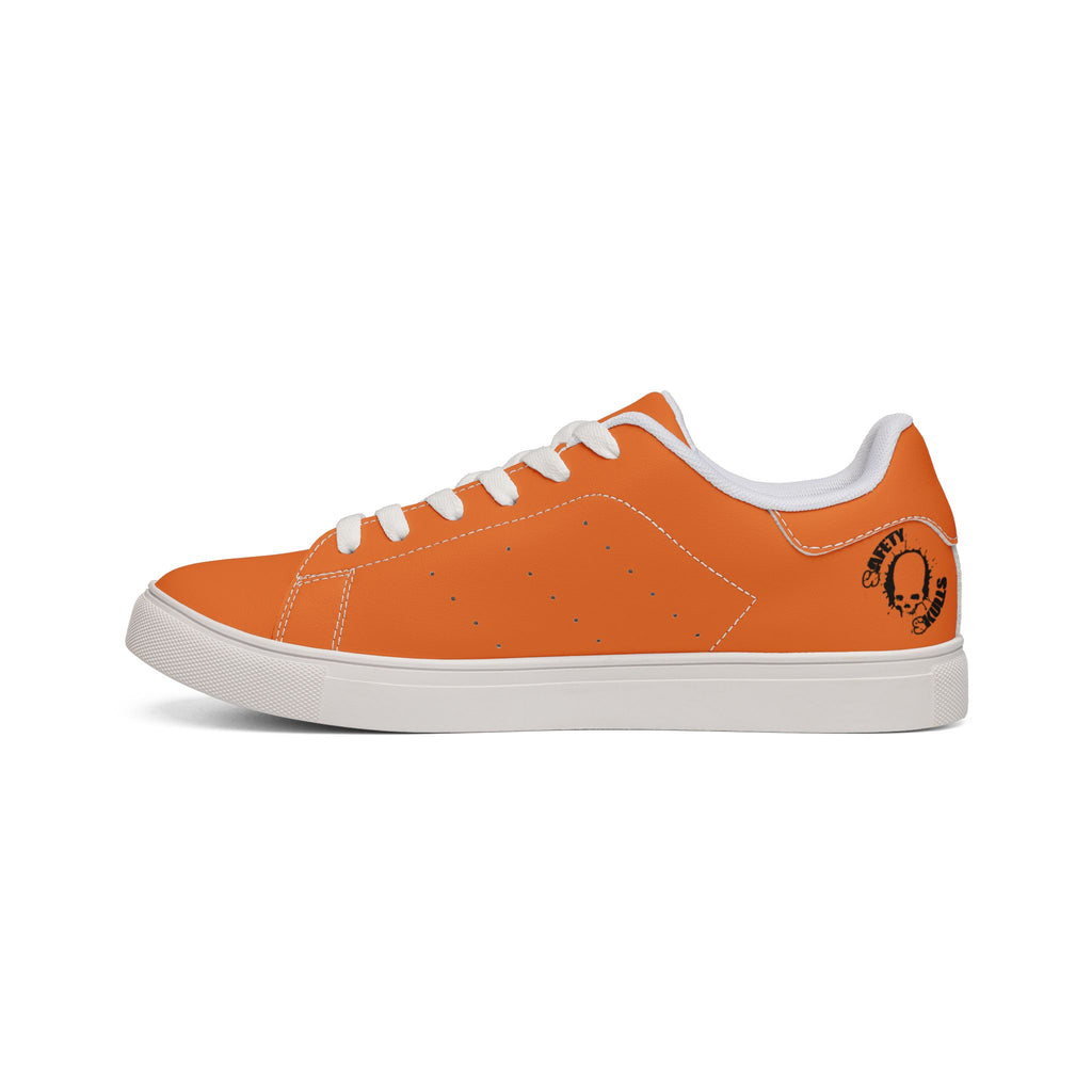 Orange Winged Skull Low-Top Sneakers — Men’s Leather Casual Shoes