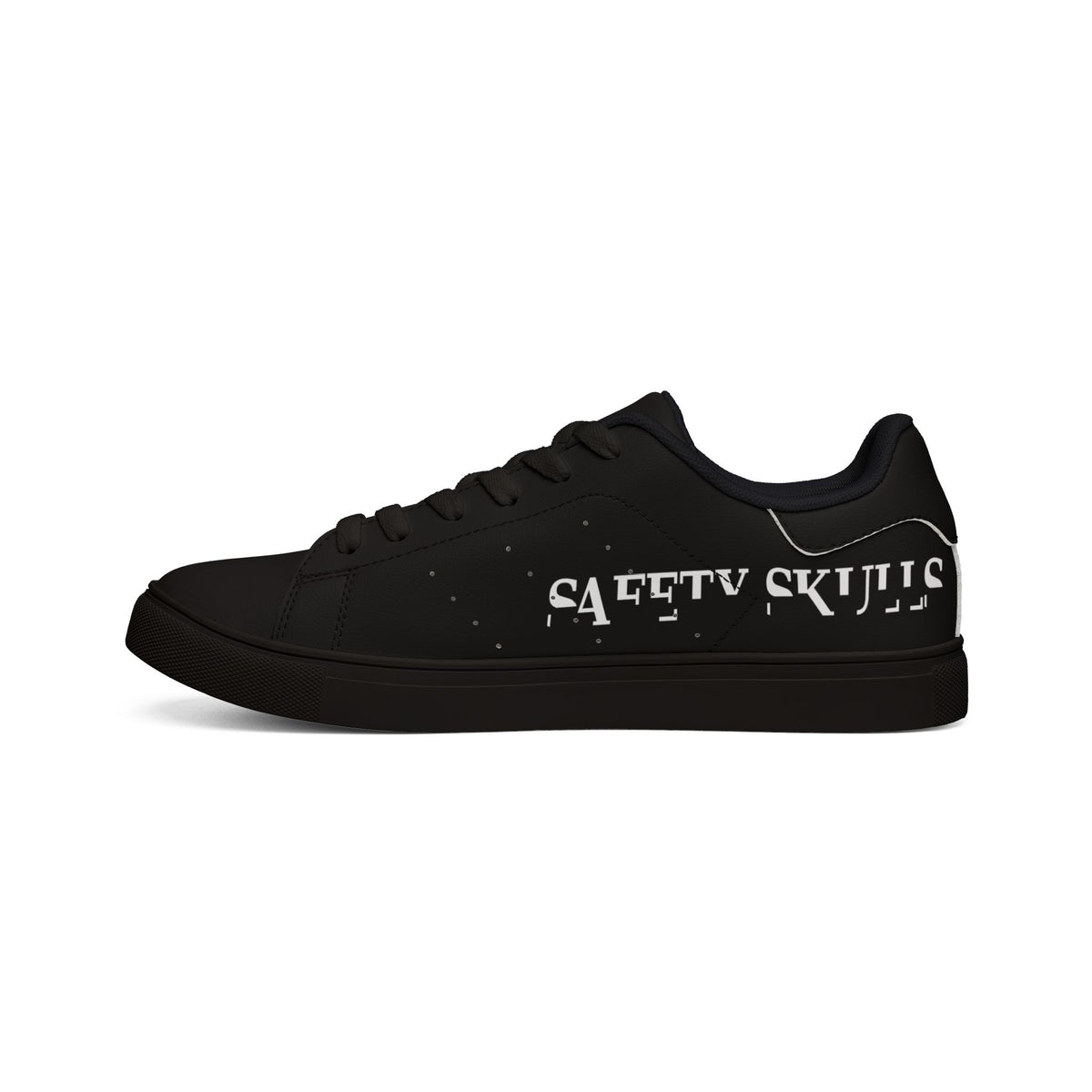 Copy of Men's Black Leather Sneakers with Red 'S' Skull Accent