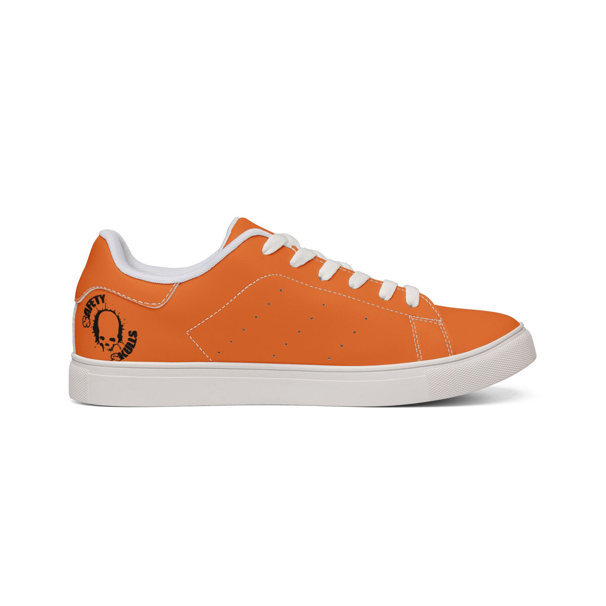 Orange Winged Skull Low-Top Sneakers — Men’s Leather Casual Shoes
