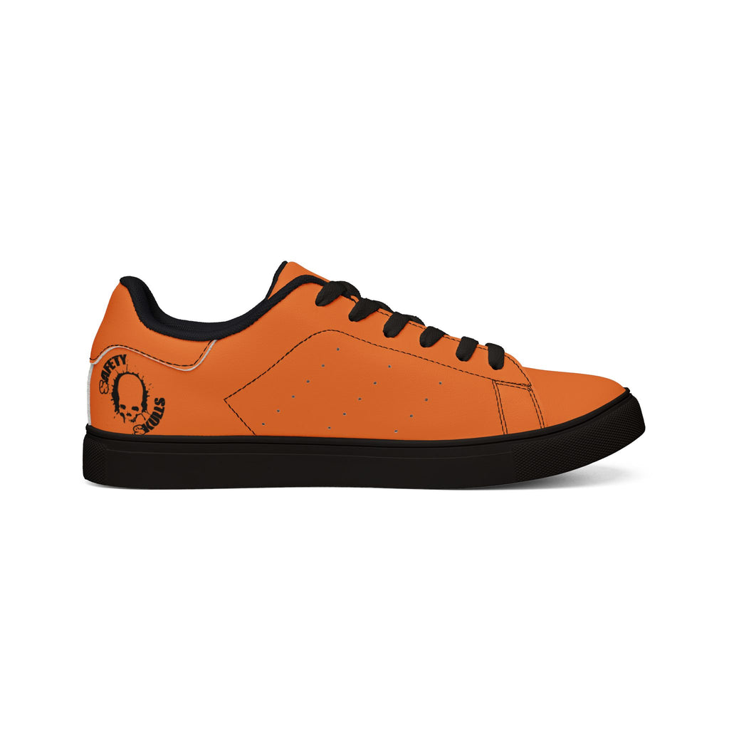 Orange Winged Skull Low-Top Sneakers — Men’s Leather Casual Shoes