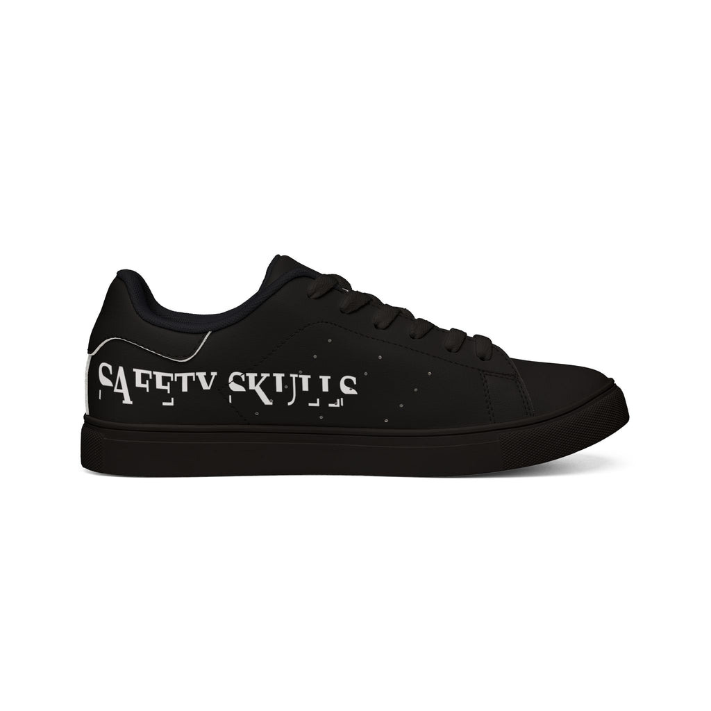 Copy of Men's Black Leather Sneakers with Red 'S' Skull Accent