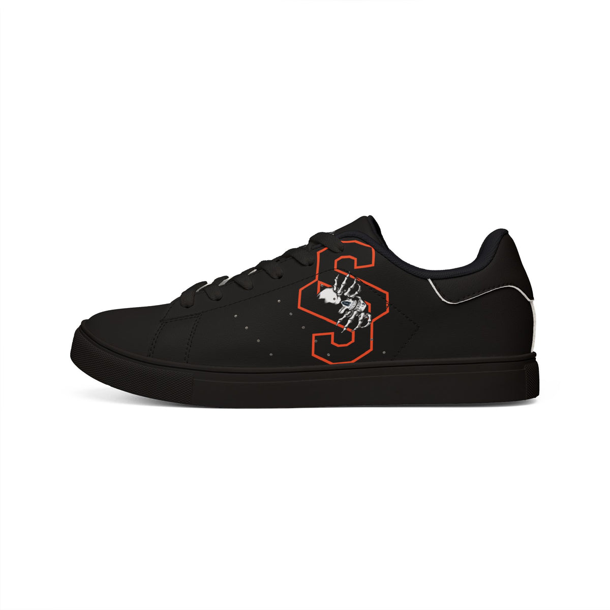 Copy of Men's Black Leather Sneakers with Red 'S' Skull Accent