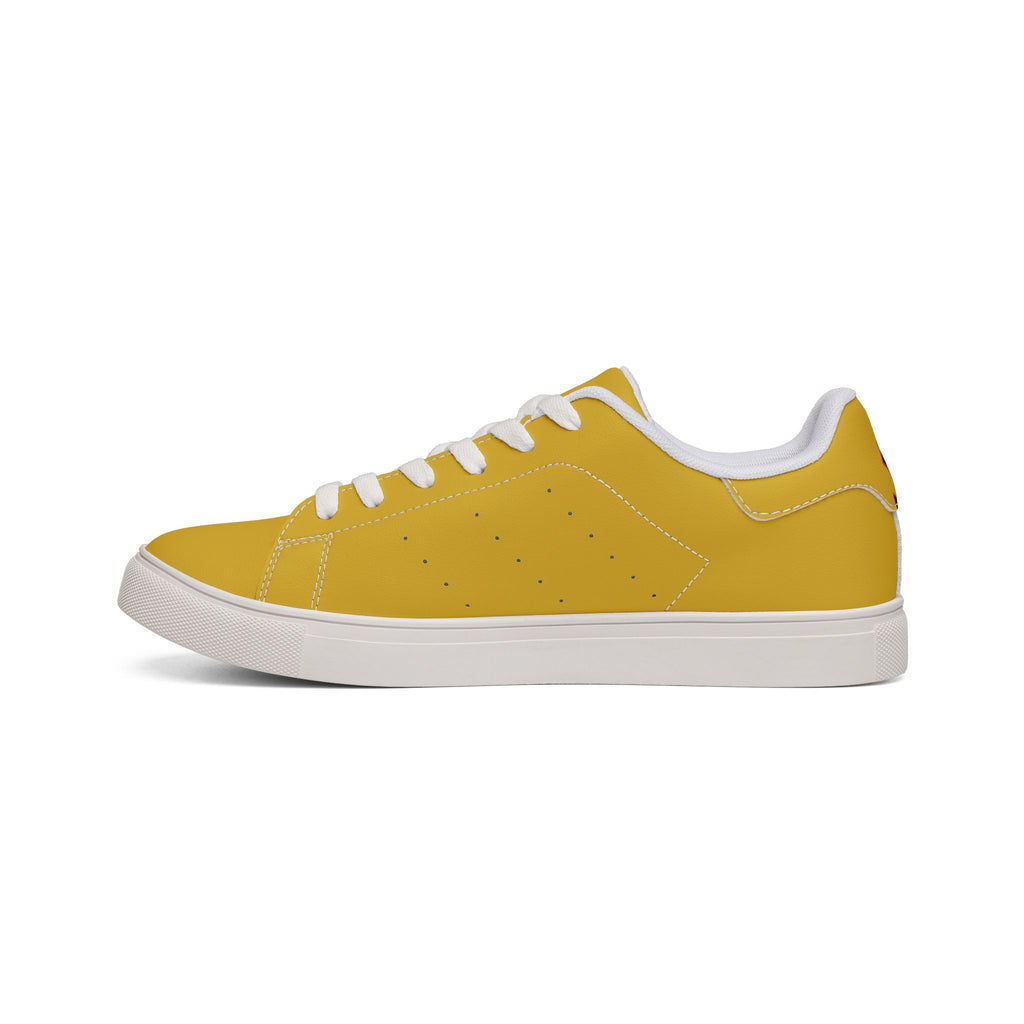 Low-Top Sneakers — Yellow "Safety Skulls" Leather Casual Shoes